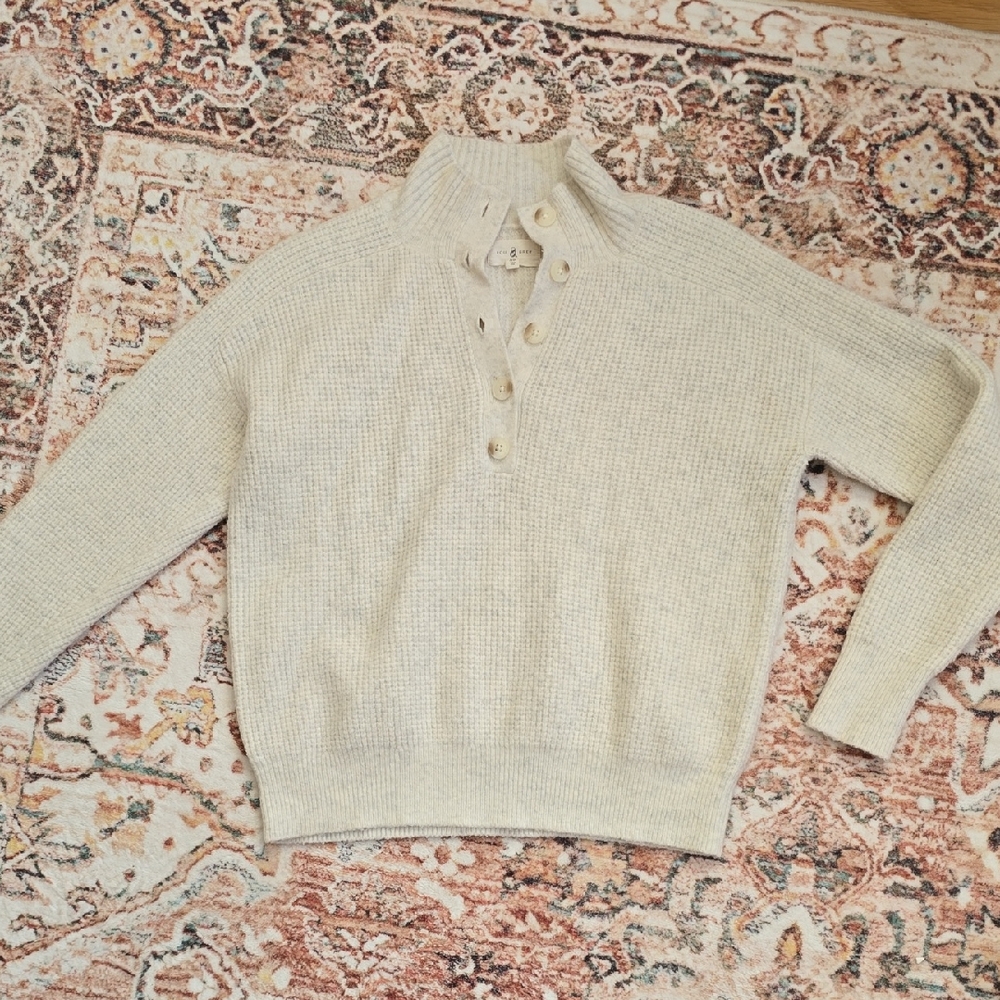 Lou & Grey Light Grey Cozy Knit Button Sweater